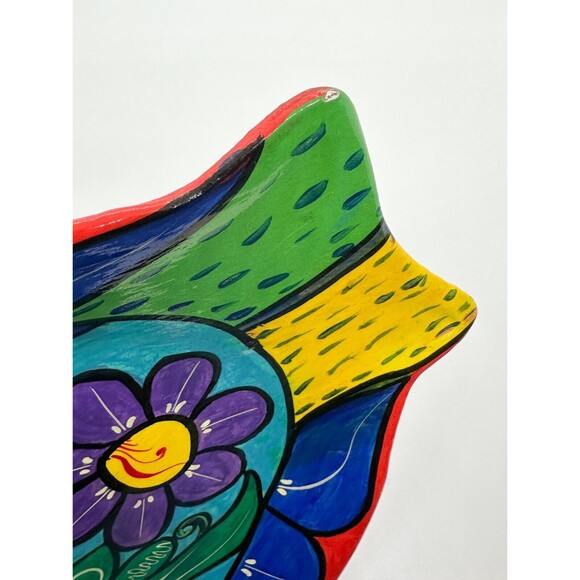 Vintage Handmade Talavera Terracotta Fish Serving Platter Plate Hand Painted - Picture 8 of 9